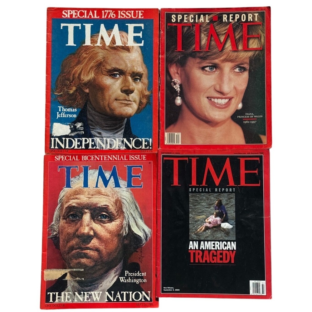 TIME Magazine Lot of 4 Special Issues Diana Washington Jefferson Bicentennial
